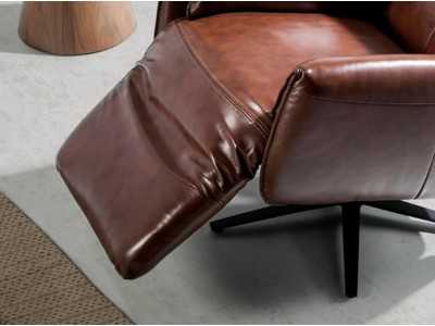 Sillón giratorio con doble mecanismo relax tapizado en piel - PIETRO