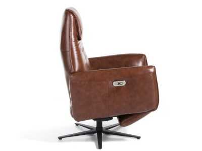 Sillón giratorio con doble mecanismo relax tapizado en piel - PIETRO