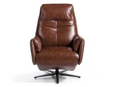 Sillón giratorio con doble mecanismo relax tapizado en piel - PIETRO