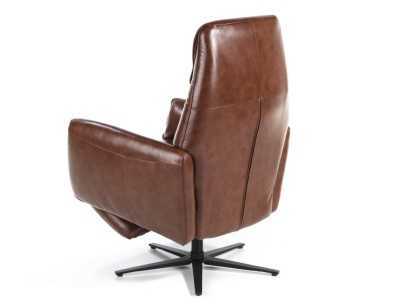 Sillón giratorio con doble mecanismo relax tapizado en piel - PIETRO