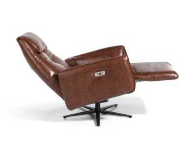 Sillón giratorio con doble mecanismo relax tapizado en piel - PIETRO