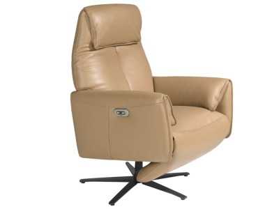 Sillón giratorio con doble mecanismo relax tapizado en piel - PIETRO