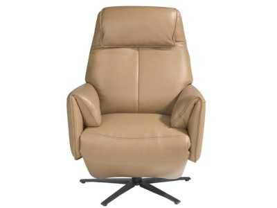 Sillón giratorio con doble mecanismo relax tapizado en piel - PIETRO
