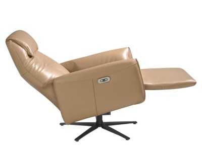 Sillón giratorio con doble mecanismo relax tapizado en piel - PIETRO
