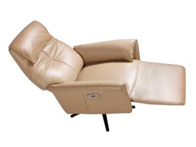 Sillón giratorio con doble mecanismo relax tapizado en piel - PIETRO