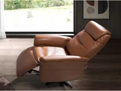 Sillón giratorio con mecanismo relax tapizado en piel - TIZIANO