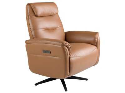 Sillón giratorio con mecanismo relax tapizado en piel - TIZIANO