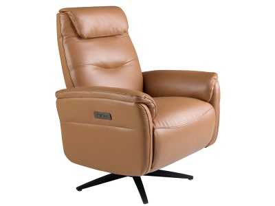 Sillón giratorio con mecanismo relax tapizado en piel - TIZIANO