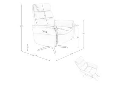 Sillón giratorio con mecanismo relax tapizado en piel - TIZIANO