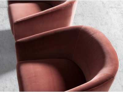 Sillón giratorio de diseño tapizado en terciopelo y base en acero inoxidable - GIADA