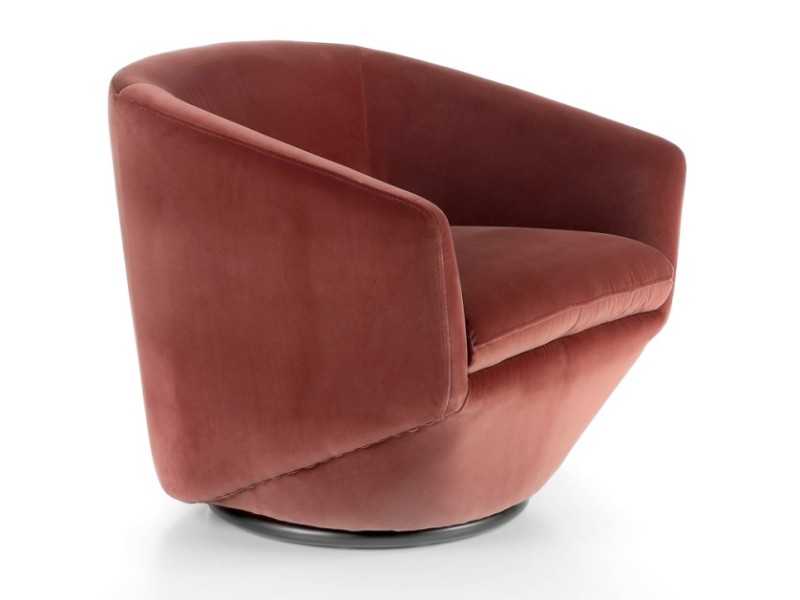 Fauteuil pivotant design tapissé de velours avec base en acier inoxydable - GIADA