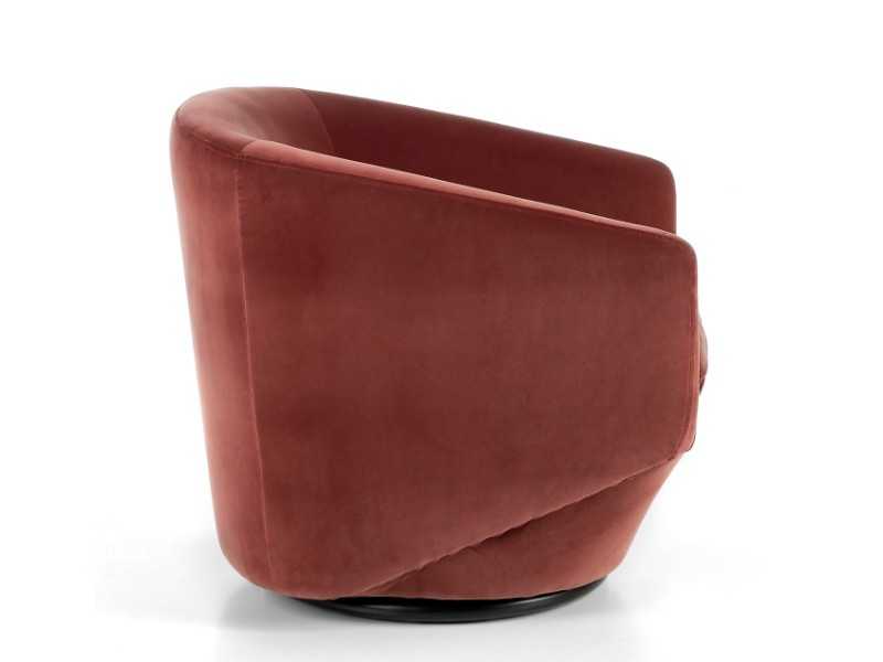 Fauteuil pivotant design tapissé de velours avec base en acier inoxydable - GIADA