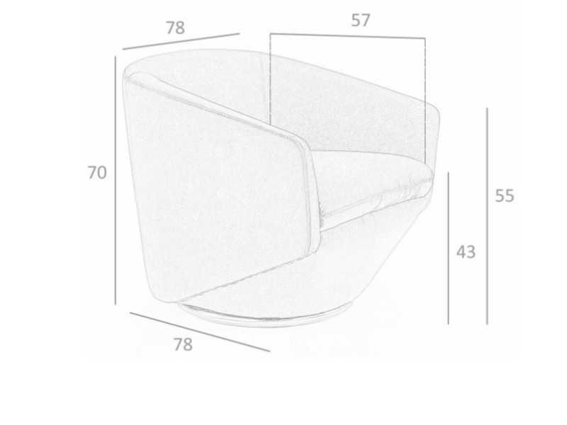 Fauteuil pivotant design tapissé de velours avec base en acier inoxydable - GIADA