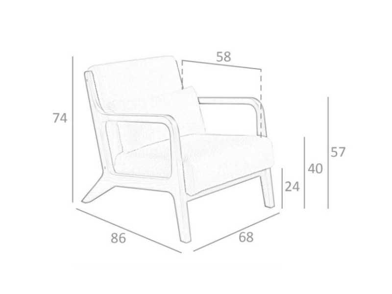 Designer armchair in exposed wood - PAOLO