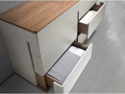 Commode design laquée avec plateau et piètement en noyer - DRUSILLA Commode design laquée avec plateau et piètement en noyer - DRUSILLA