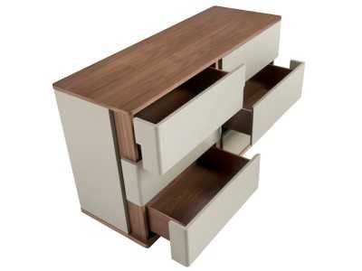 Commode design laquée avec plateau et piètement en noyer - DRUSILLA Commode design laquée avec plateau et piètement en noyer - DRUSILLA