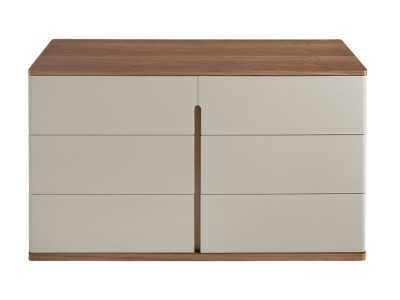 Commode design laquée avec plateau et piètement en noyer - DRUSILLA Commode design laquée avec plateau et piètement en noyer - DRUSILLA