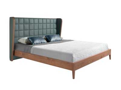 Cama completa de diseño con estructura en nogal y tapizado en piel sintética - NERA Cama completa de diseño con estructura en nogal y tapizado en piel sintética - NERA