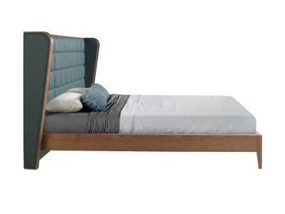 Cama completa de diseño con estructura en nogal y tapizado en piel sintética - NERA Cama completa de diseño con estructura en nogal y tapizado en piel sintética - NERA