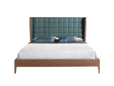 Cama completa de diseño con estructura en nogal y tapizado en piel sintética - NERA Cama completa de diseño con estructura en nogal y tapizado en piel sintética - NERA