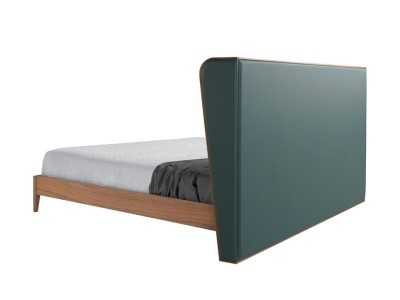 Cama completa de diseño con estructura en nogal y tapizado en piel sintética - NERA Cama completa de diseño con estructura en nogal y tapizado en piel sintética - NERA