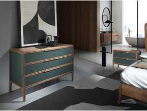 Commode 3 tiroirs en noyer et PVC - NERA 2