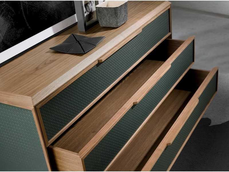 Chest of 3 drawers in walnut and PVC - NERA