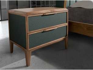 2-drawer bedside table in walnut and PVC - NERA