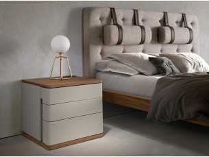 Lacquered bedside table with walnut top and base - DRUSILLA 2