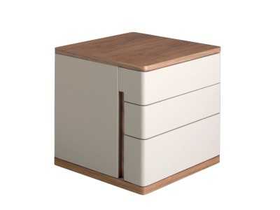 Table de chevet laquée avec plateau et piètement en noyer - DRUSILLA