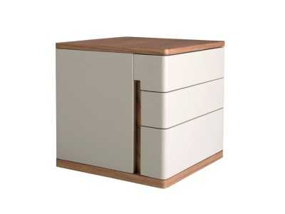 Lacquered bedside table with walnut top and base - DRUSILLA Lacquered bedside table with walnut top and base - DRUSILLA