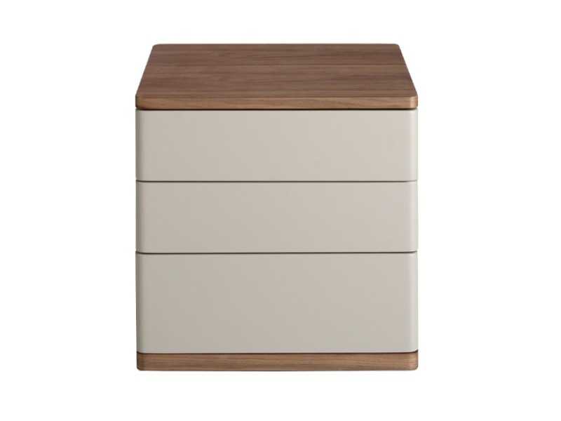 Lacquered bedside table with walnut top and base - DRUSILLA