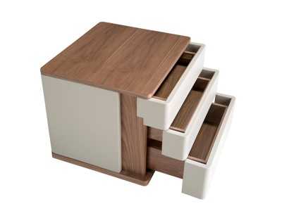 Table de chevet laquée avec plateau et piètement en noyer - DRUSILLA