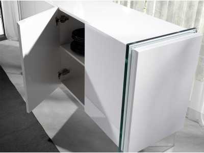 Aparador lacado blanco y patas de cristal templado - CORINTO BIANCO
