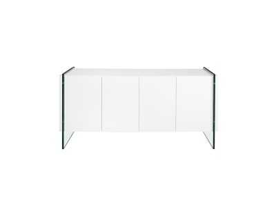 Aparador lacado blanco y patas de cristal templado - CORINTO BIANCO