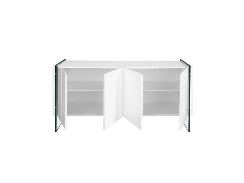 White lacquered sideboard and tempered glass legs - CORINTO BIANCO