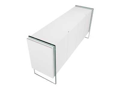 Aparador lacado blanco y patas de cristal templado - CORINTO BIANCO