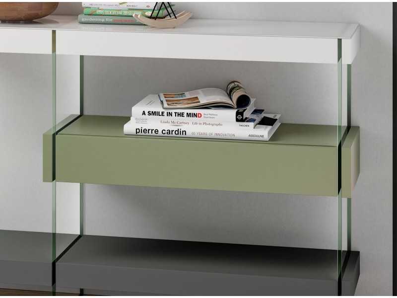 Designer lacquered console and tempered glass sides - DORBAN