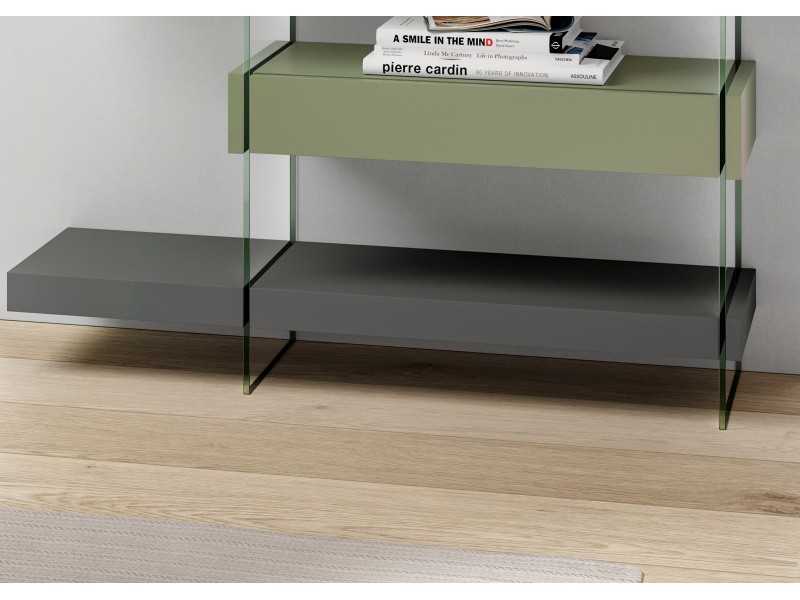 Designer lacquered console and tempered glass sides - DORBAN