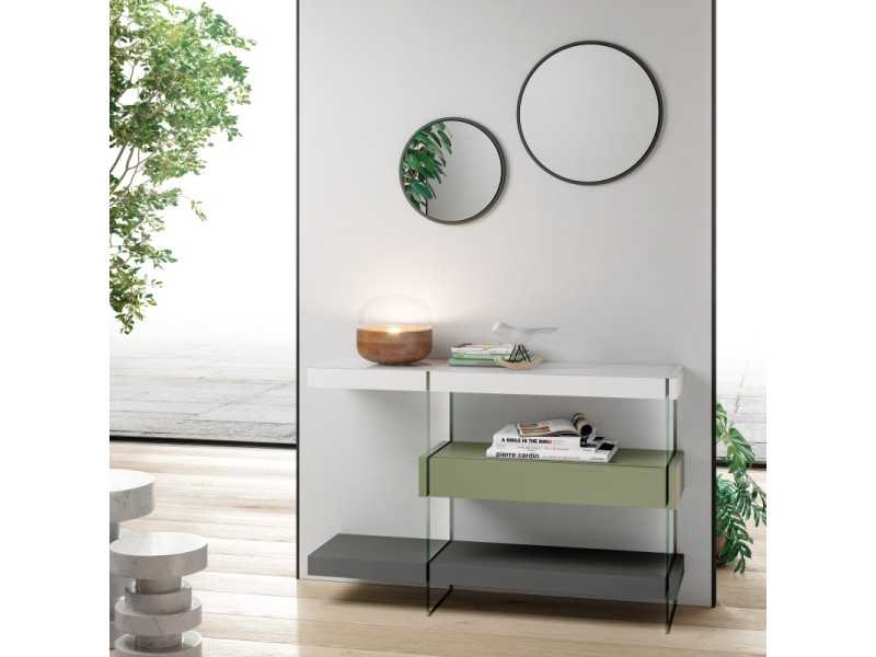 Designer lacquered console and tempered glass sides - DORBAN