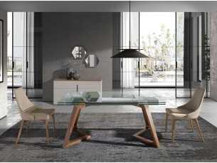 Extendable dining table with tempered glass top - CARMEN