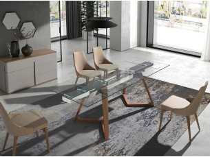 Extendable dining table with tempered glass top - CARMEN 2