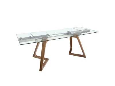Extendable dining table with tempered glass top - CARMEN Extendable dining table with tempered glass top - CARMEN