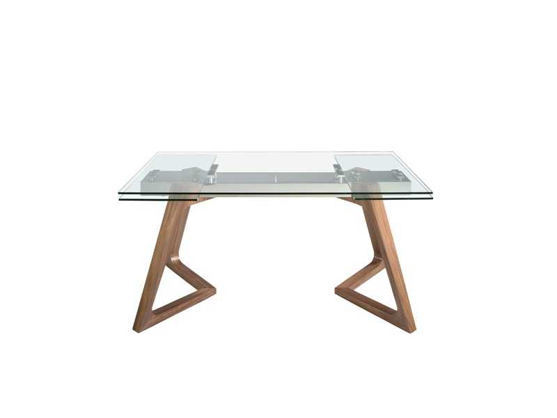 Extendable dining table with tempered glass top - CARMEN