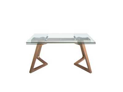 Extendable dining table with tempered glass top - CARMEN Extendable dining table with tempered glass top - CARMEN