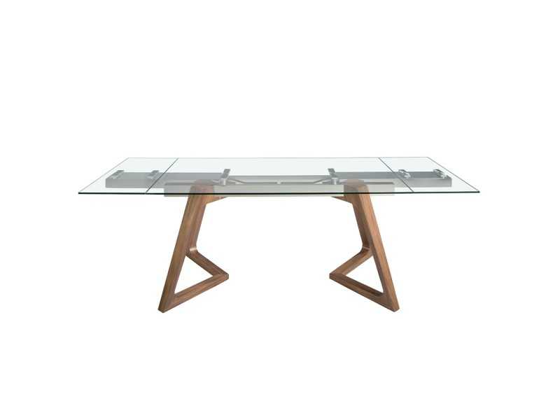 Extendable dining table with tempered glass top - CARMEN