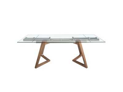 Extendable dining table with tempered glass top - CARMEN Extendable dining table with tempered glass top - CARMEN
