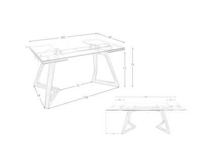 Extendable dining table with tempered glass top - CARMEN Extendable dining table with tempered glass top - CARMEN