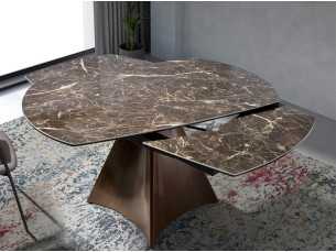 Extendable oval table with ceramic top and stainless steel base - LIVIRIANA 2
