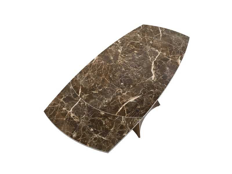 Mesa extensible ovalada con tapa cerámico y base en acero inoxidable - LIVIRIANA